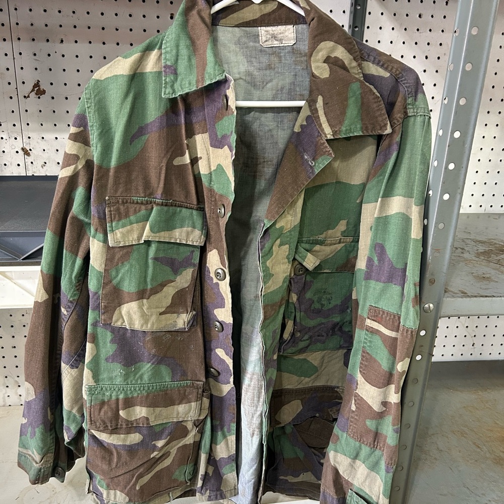 Men's Woodland Camo Military-Style Field Jacket - Green/Brown
